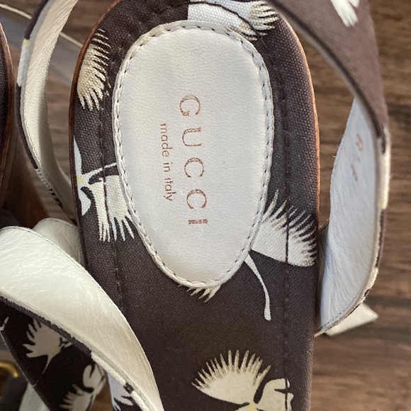 Gucci cloth sandals brown vintage authentic - Picture 2 of 7